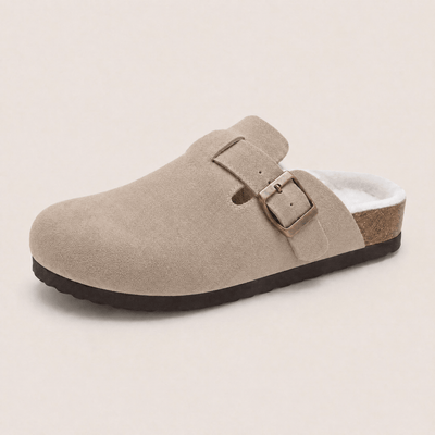 Fur-lined Suede Clogs by Qomfrt