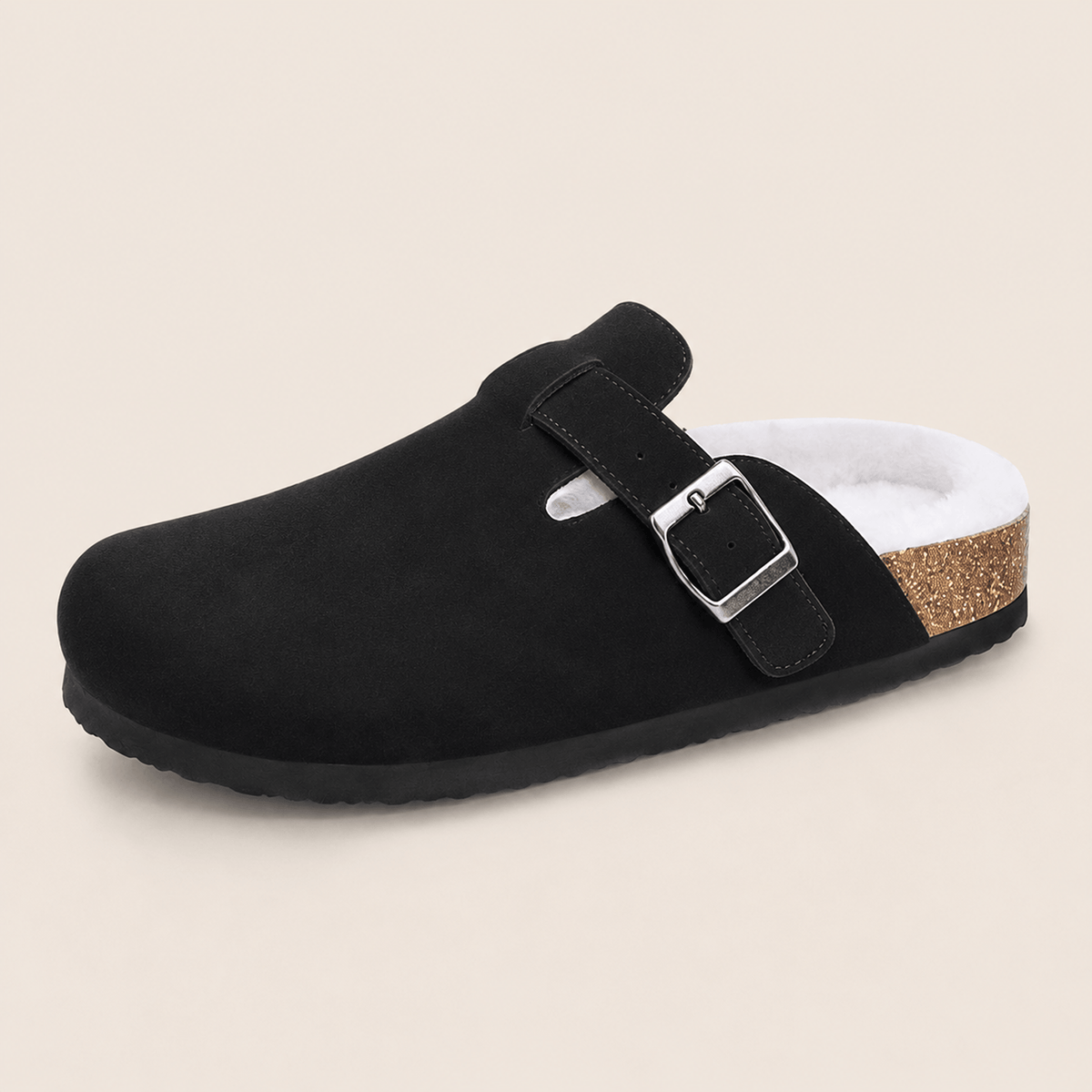 Fur-lined Suede Clogs by Qomfrt